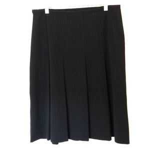 Pinstriped Black and White Pleated Skirt